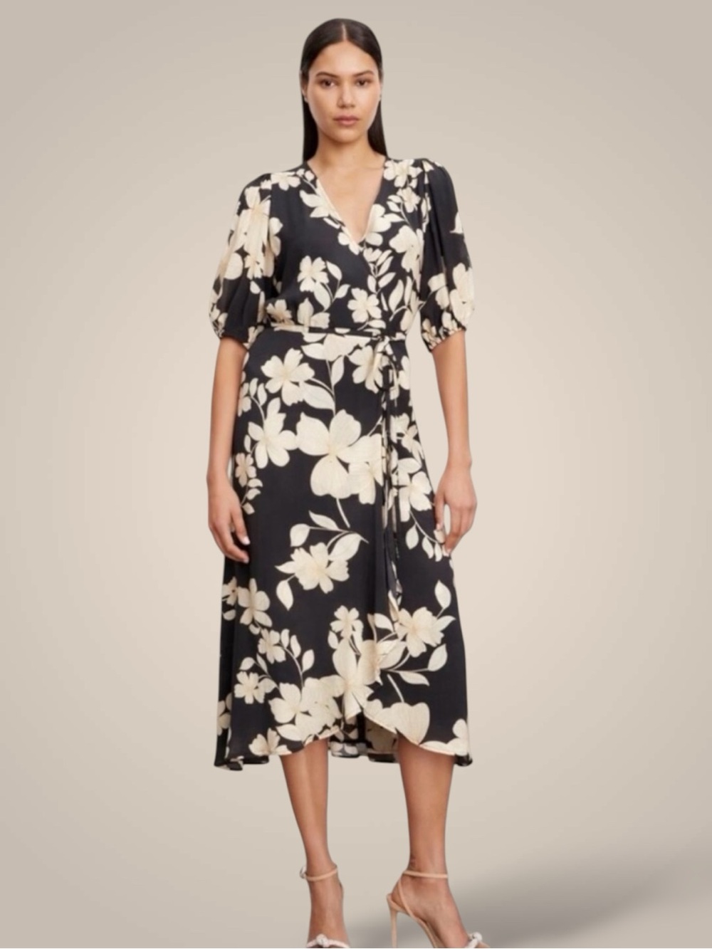 Velvet By Graham Spencer Anthropologie Floral Print Belted Wrap Midi Dress